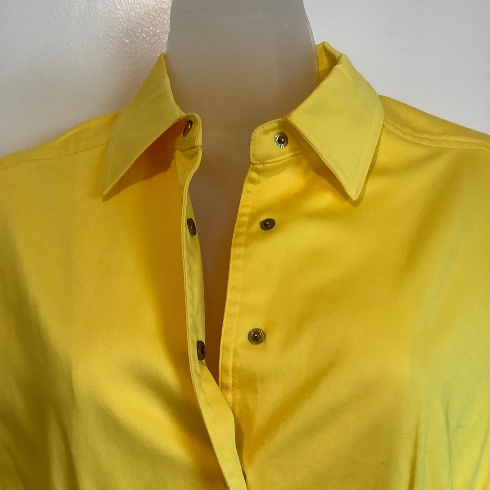 Calvin Klein Yellow Sleeveless Snap Front Pleated Waist Shirt Dress‎ Womens 8
